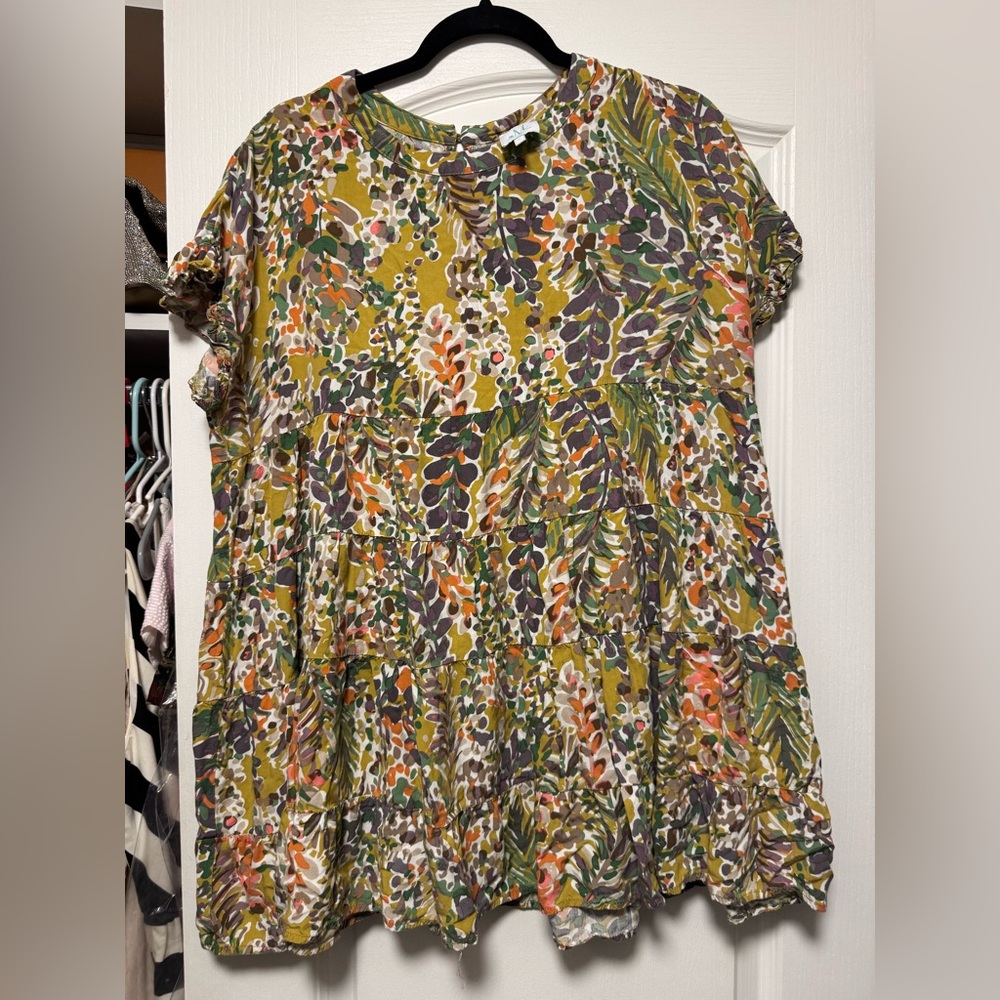 Shop the Mint Floral Tiered Short-Sleeve Top - Multicolor